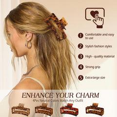 Glaudmeiss claw clip tortoise-shell side view highlights secure hold for long hair