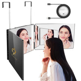 GLDDAO three-way mirror LED front view for clear braiding reflections.
