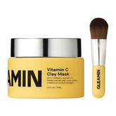 Gleamin Vitamin C Clay Mask jar close-up highlighting brightening formula for skin.