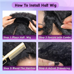 Glimeer half wig 3-in-1 styles shows versatile looks with natural edges.