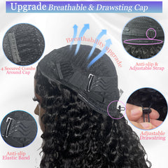 Glimeer half wig flip-over seamless edge demonstrates glue-free wear and natural hairline.