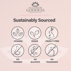 Glimmer Goddess whipped body butter almond oil infusion promotes softness and comfort.