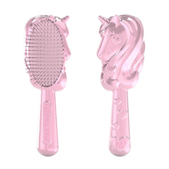 Glimmer Wish Unicorn Detangler Brush smooths knots for kids' hair.