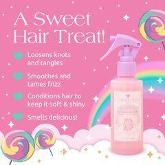 Glimmer Wish unicorn hair detangler scent cotton candy shown for enjoyable fragrance