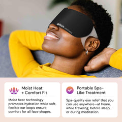 Glitch SteamTech Eye Mask with ear loops ensures secure, comfortable wear.
