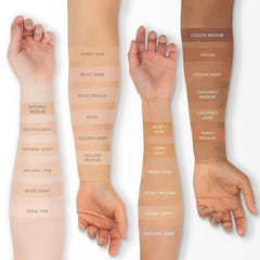 Glo Skin Beauty pressed base Honey Light face swatch showing second-skin finish