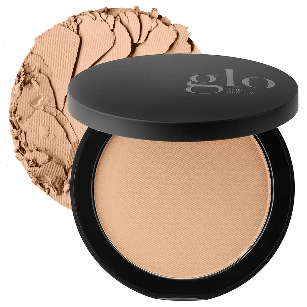 Glo Skin Beauty pressed base Honey Light packaging close-up highlighting mineral formula