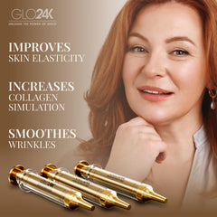 GLO24K Hexapeptide-8 illustration focusing on wrinkle smoothing