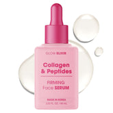 Glow Elixir collagen & peptides serum bottle-front for firmer skin.