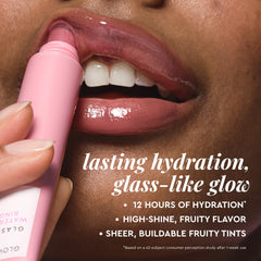 Glow Recipe Glass Balm Lip Treatment highlights hyaluronic acid for deep hydration on lips.