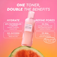 Glow Recipe PHA + BHA Toner on cotton pad for even distribution.