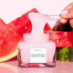 Glow Recipe Watermelon Glow Night Treatment enzyme close-up highlights watermelon enzymes for resurfacing