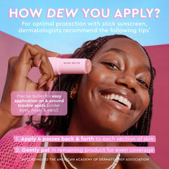 Glow Recipe watermelon hydration focus—hydrating sunscreen stick soothing and refreshing.