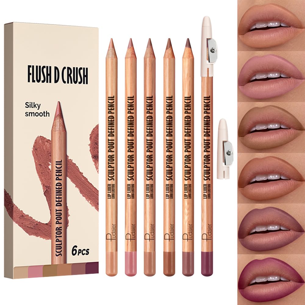 GLSFACE classic matte lip liner set with six shades for precise lip definition and long wear
