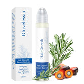 Gluvelessia Hair Growth Serum Roll-On being applied to the scalp, promoting targeted hair support.