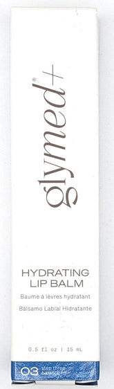 Glymed Ultra-Hydrating Lip Balm tube closeup highlights rich moisture protection.