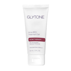 Glytone Acne BPO treatment gel 5% tube closeup, targeted spot care on skin