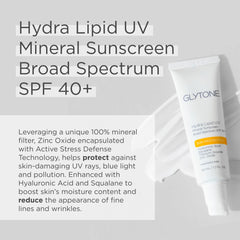 GLYTONE Hydra Lipid Sunscreen spread-on-skin demonstrates lightweight, hydrating protection.