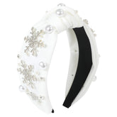 Gmmidea Christmas Snowflake Headband model adds festive sparkle for holiday outfits.