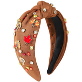 Gmmidea Thanksgiving turkey headband with beaded rhinestones adds festive sparkle for holiday photos.