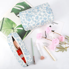 Gocvo medium cosmetic bag open view ideal for lipstick, eyeshadow and perfume.