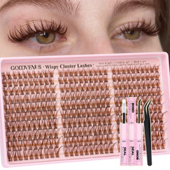 Goddvenus brown lash clusters in 10mm for natural daily enhancement.
