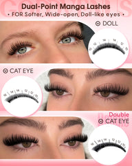 Goddvenus lash cluster with spikes closeup showing wispy texture