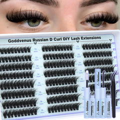 Goddvenus lash clusters kit—mixed lengths for customizable volume and seamless blend.