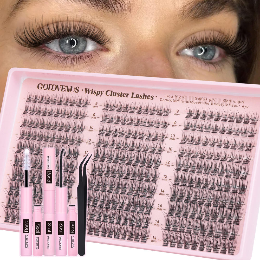 Goddvenus lash clusters kit 9-14mm wispy lashes for natural flutter