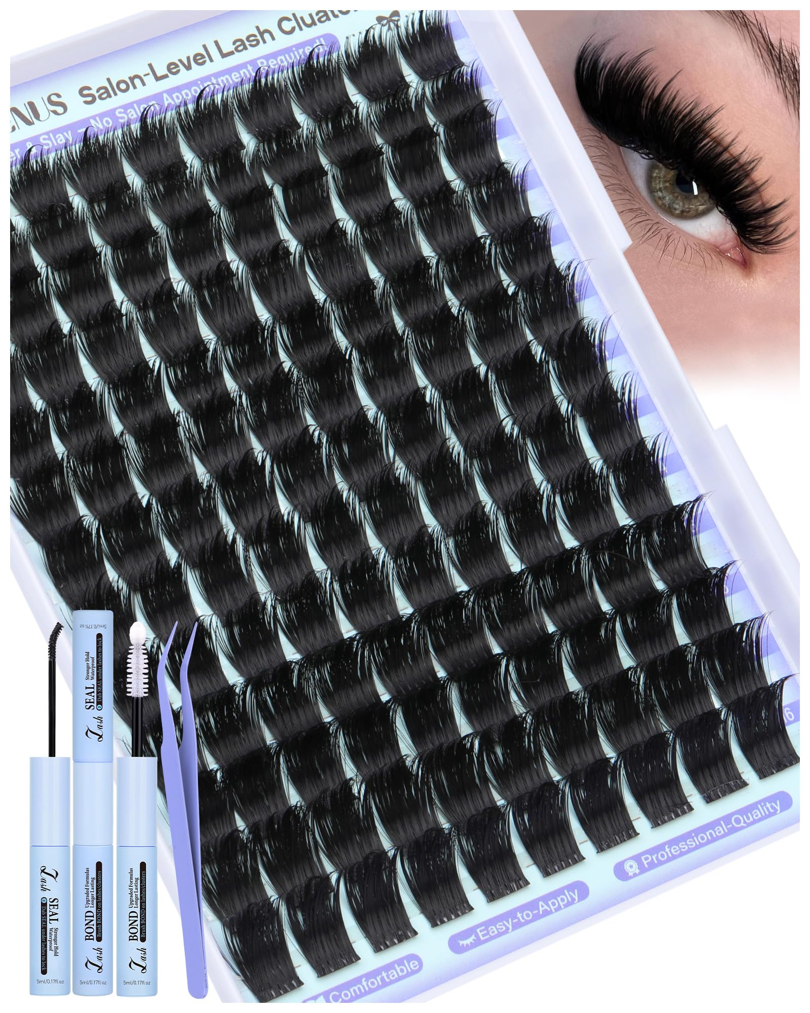 Goddvenus lash clusters kit with spikes for salon-like volume and dramatic eyes.