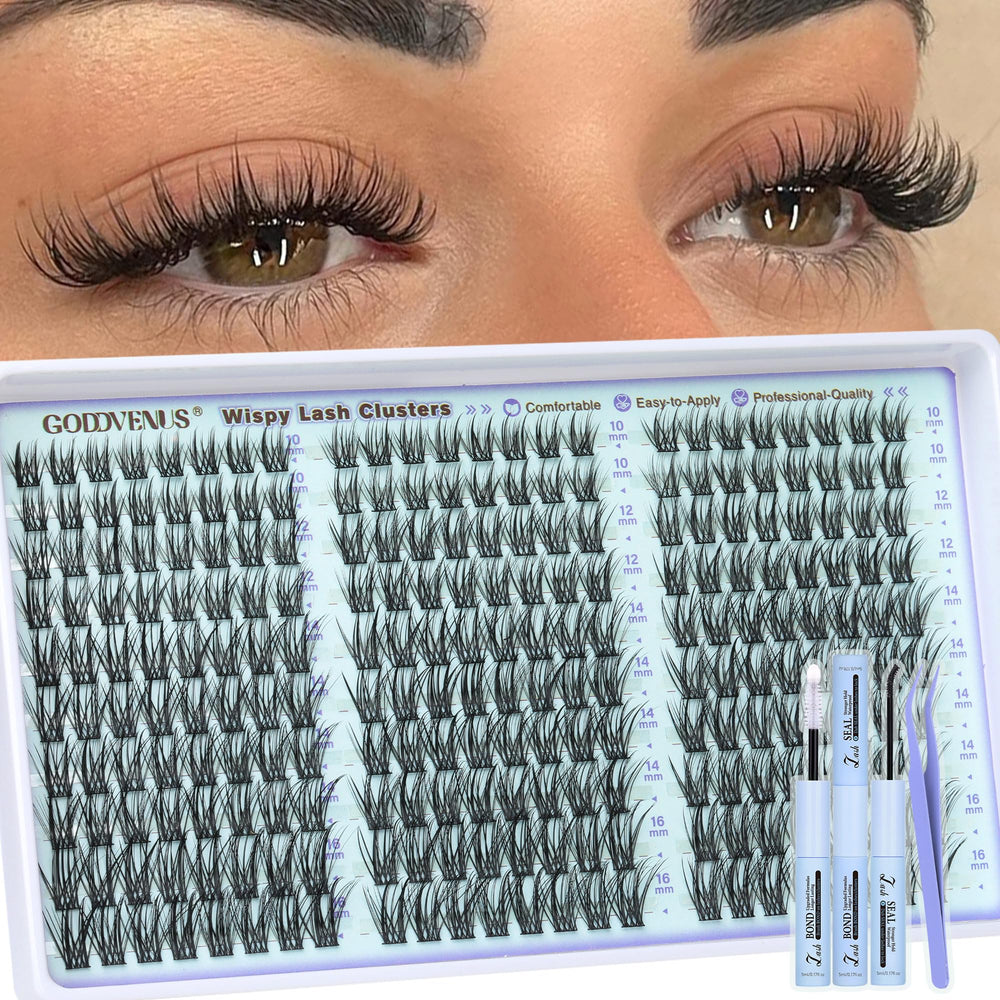 Goddvenus Wispy Lash Clusters Kit assembled for a natural, seamless look.