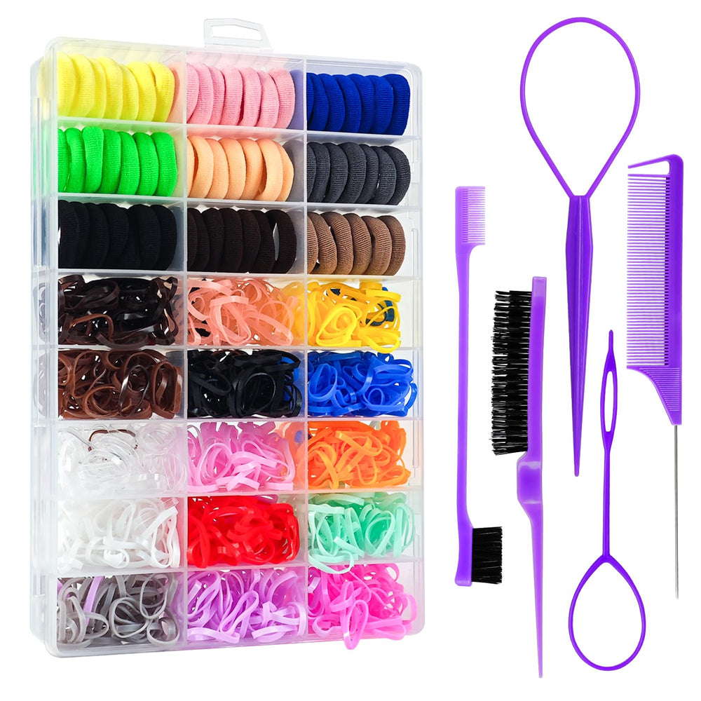 Goffing Toddlers Hair Set: 1200 elastic bands in vibrant colors for quick, secure styles.