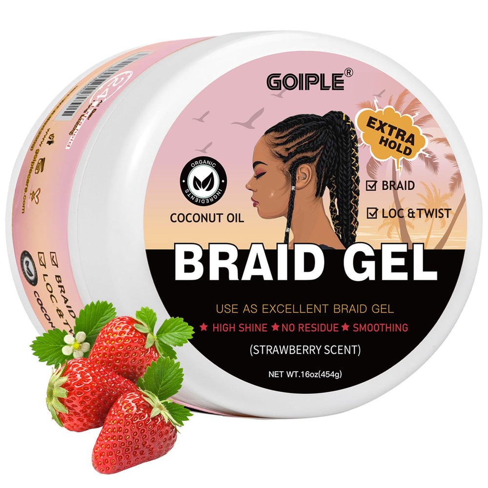 Goiple 16oz braid gel bottle offers strong hold for smooth braids and edges