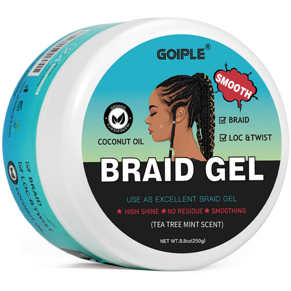 Goiple Braid Gel for twists and braids delivers smooth, long-lasting results.