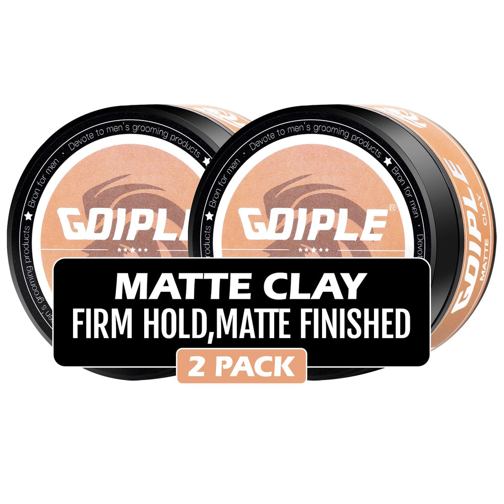 Goiple hair styling clay 2-pack packaging shot for all-day hold and matte finish.