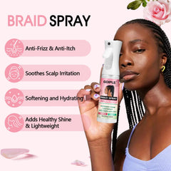 Goiple rose water dreadlocks haircare image showing glossy, moisturized dreadlocks.