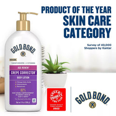 Gold Bond Age Renew Crepe Corrector application on arm highlights easy daily hydration and improvement.