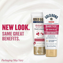 Gold Bond diabetics foot cream tube closeup highlighting rich moisturizing formula