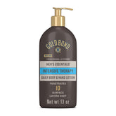 Gold Bond Men's Essentials Intensive Therapy Lotion bottle showing daily hydration for extra dry skin