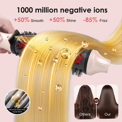 GOLD TIME infrared brush with ionic technology reduces frizz for shine.