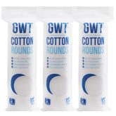 Gold Water Trading GWT cotton rounds closeup; ultra-soft for gentle makeup removal and delicate skincare.
