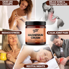 Golden Sloth magnesium cream applied to leg for daily comfort.