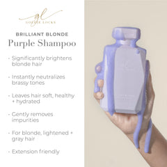 Goldie Locks Brilliant Blonde Purple Shampoo lather forms rich foam while brightening dull-looking strands.