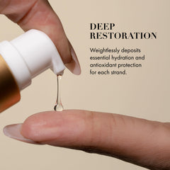 Goldie Locks Signature Serum hair-glide-shot suggests easy detangling and silky feel.