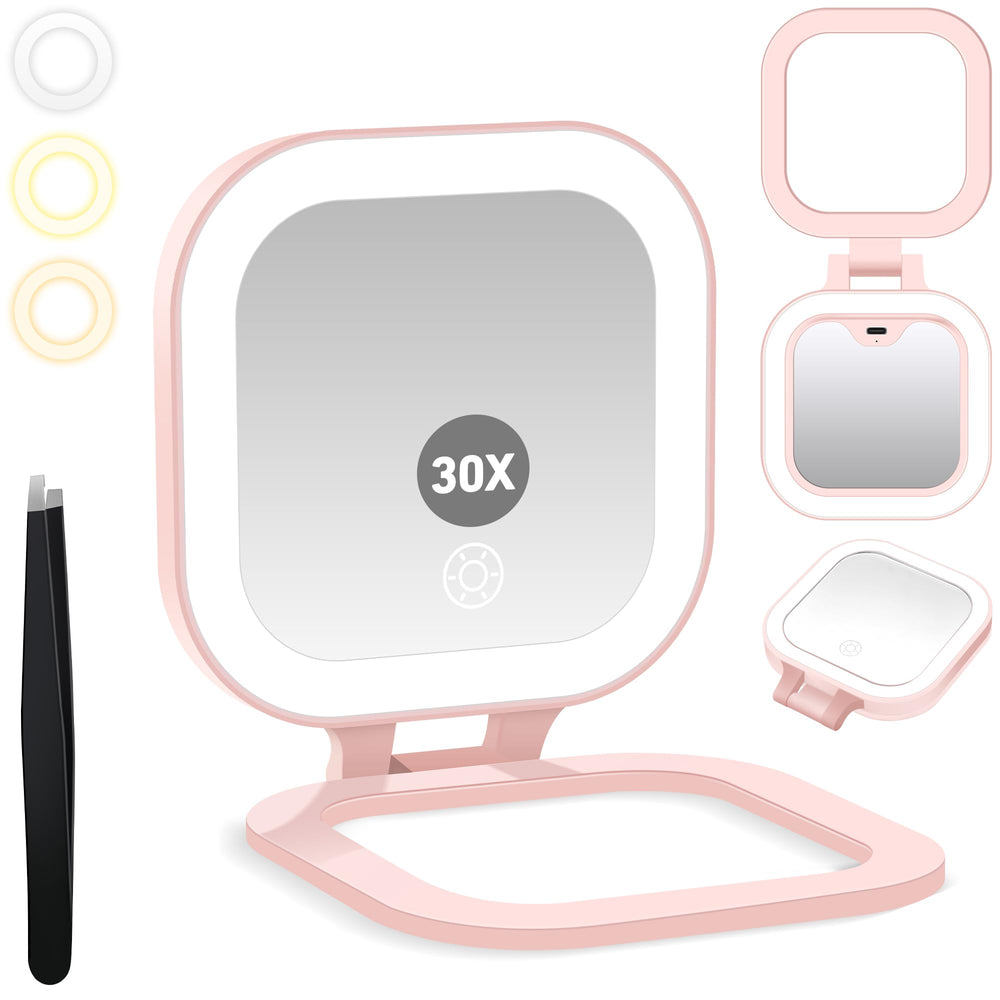 GOMIPURU travel mirror with folding stand for portable makeup light on the go