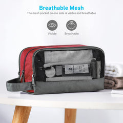 Gonex travel toiletry bag nylon red front pocket for easy access.