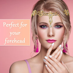 Gonioa head chain pearls and rhinestones add bohemian elegance.