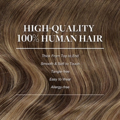GOO GOO balayage chocolate brown to caramel blonde close-up demonstrates natural shaded highlights.