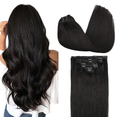 GOO GOO clip-in extensions pack front view showing length and volume
