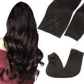 GOO GOO clip-in hair extensions packaging shows premium real-hair quality for a seamless reveal